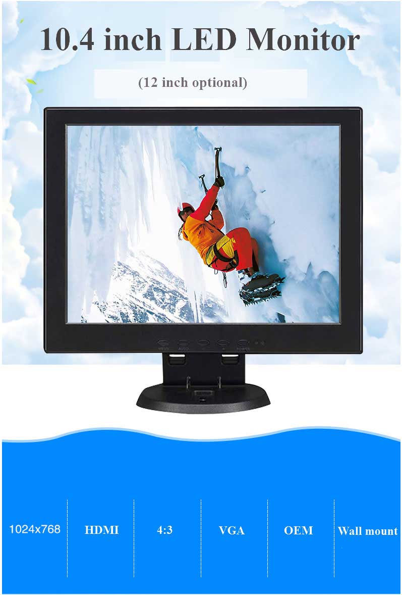 , 12 Monitor LCD de pulgadas 1024&#215;768 Pantalla a color HD