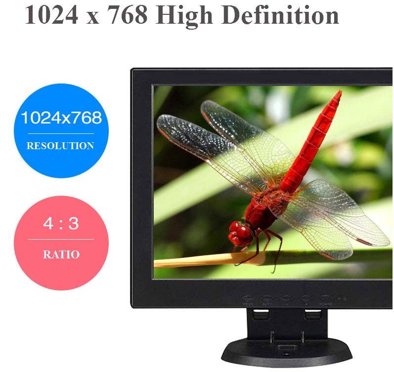 , 12 inch LCD Monitor 1024&#215;768 HD Color Screen