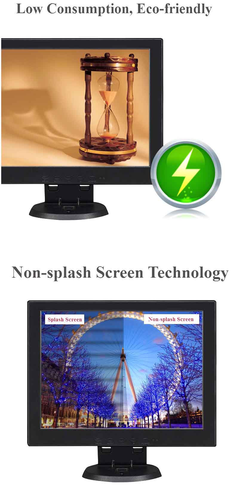 , 12 inch LCD Monitor 1024&#215;768 HD Color Screen