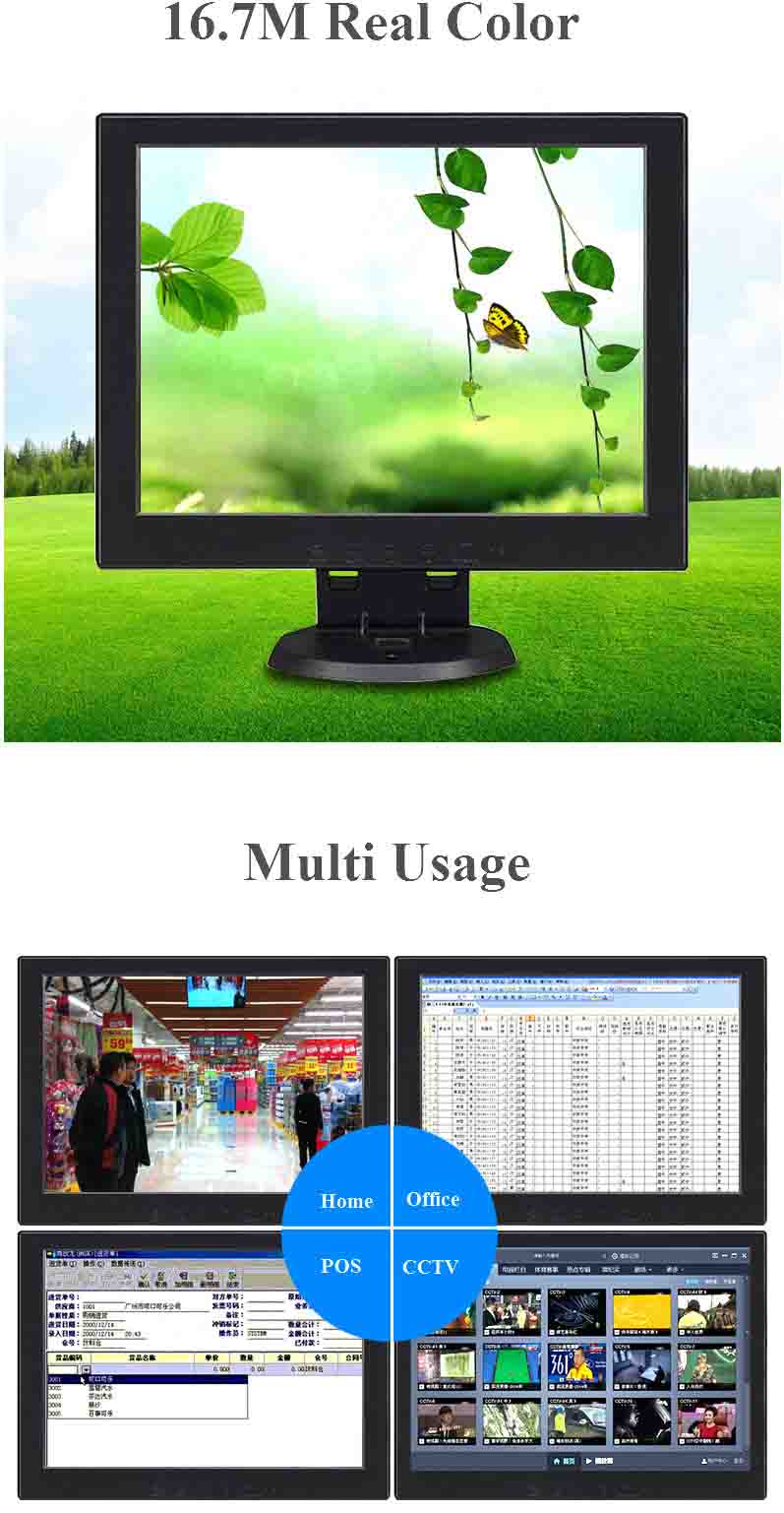 , 12 Monitor LCD de pulgadas 1024&#215;768 Pantalla a color HD