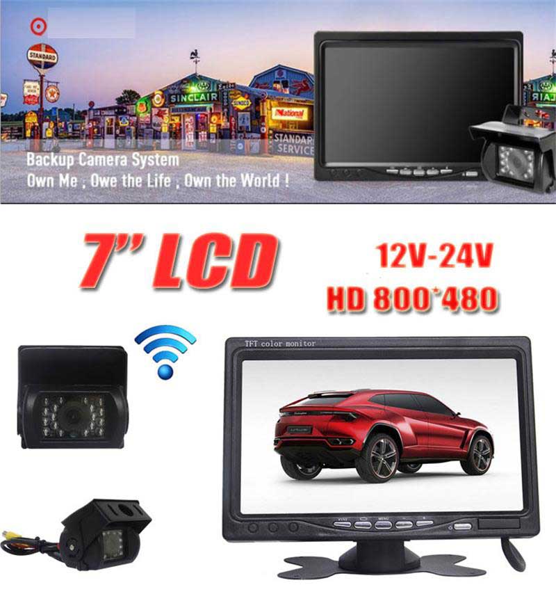 , Backup Wireless Camera with 7 inch TFT Color LCD Car Monitor