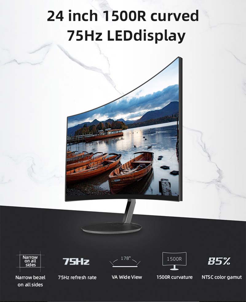 , VA Panel 1080p 24 Inch Curved Gaming Monitor 144hz 1ms