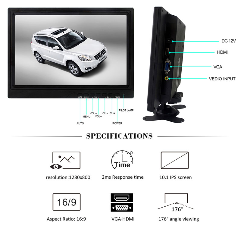 , 10.1 شاشة TFT-LCD HDMI بوصة