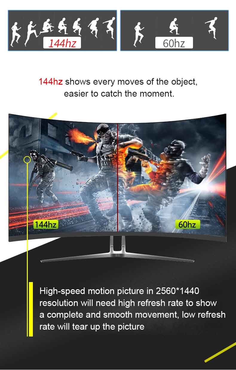 , 1MS 165hz 1K 2K Curved 27Inch Freesync Monitor Gaming