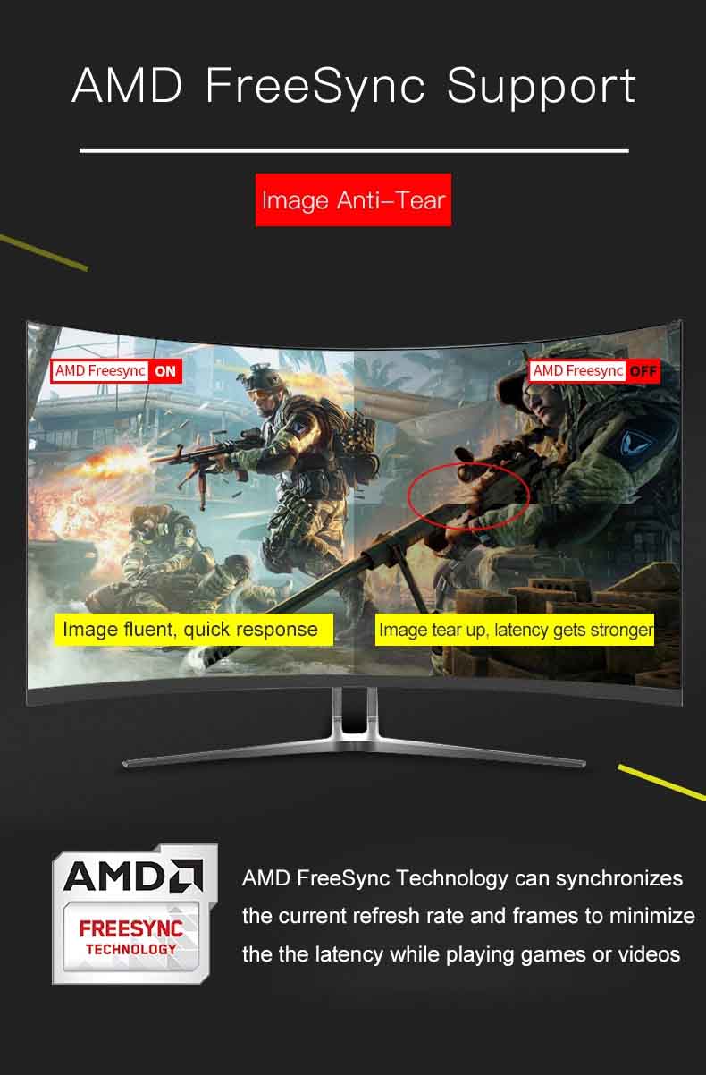 , 1MS 165hz 1K 2K Curved 27Inch Freesync Monitor Gaming