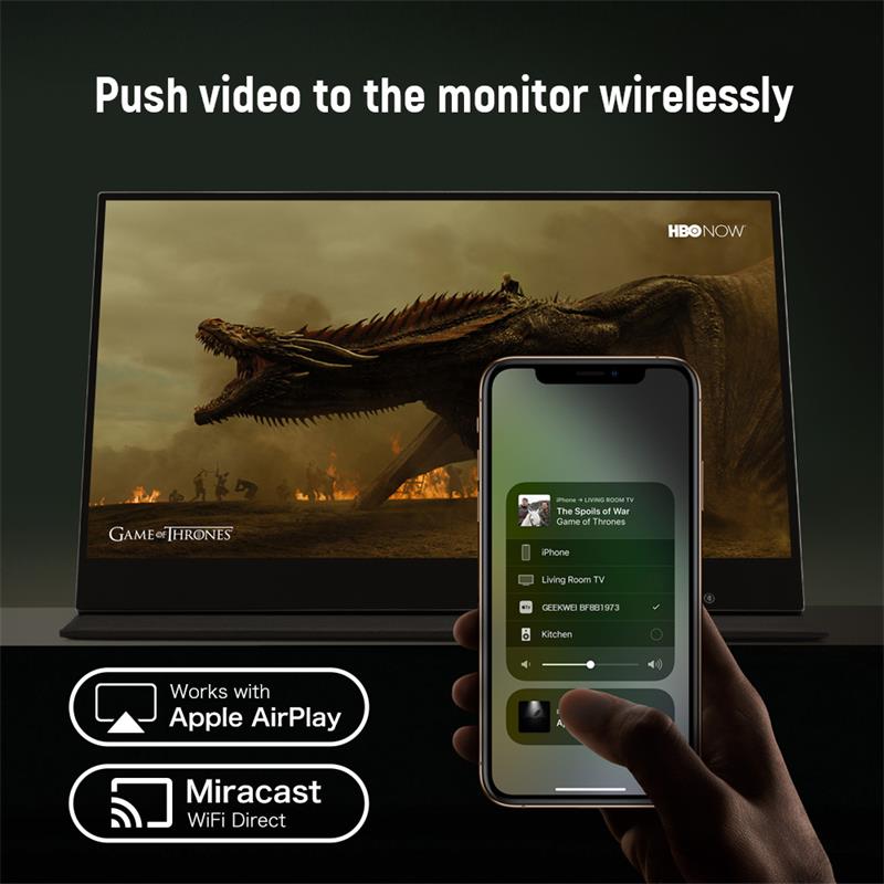 , 4K 1080P Touchscreen Wireless Portable Monitor 13.3 15.6 inch
