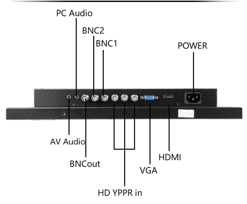 , 19 Caja de metal industrial del monitor de vigilancia CCTV BNC de pulgadas