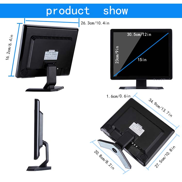 , 7&#215;24 Horas de trabajo 15&#8243; Monitor LED BNC 1024*768 Para DVR