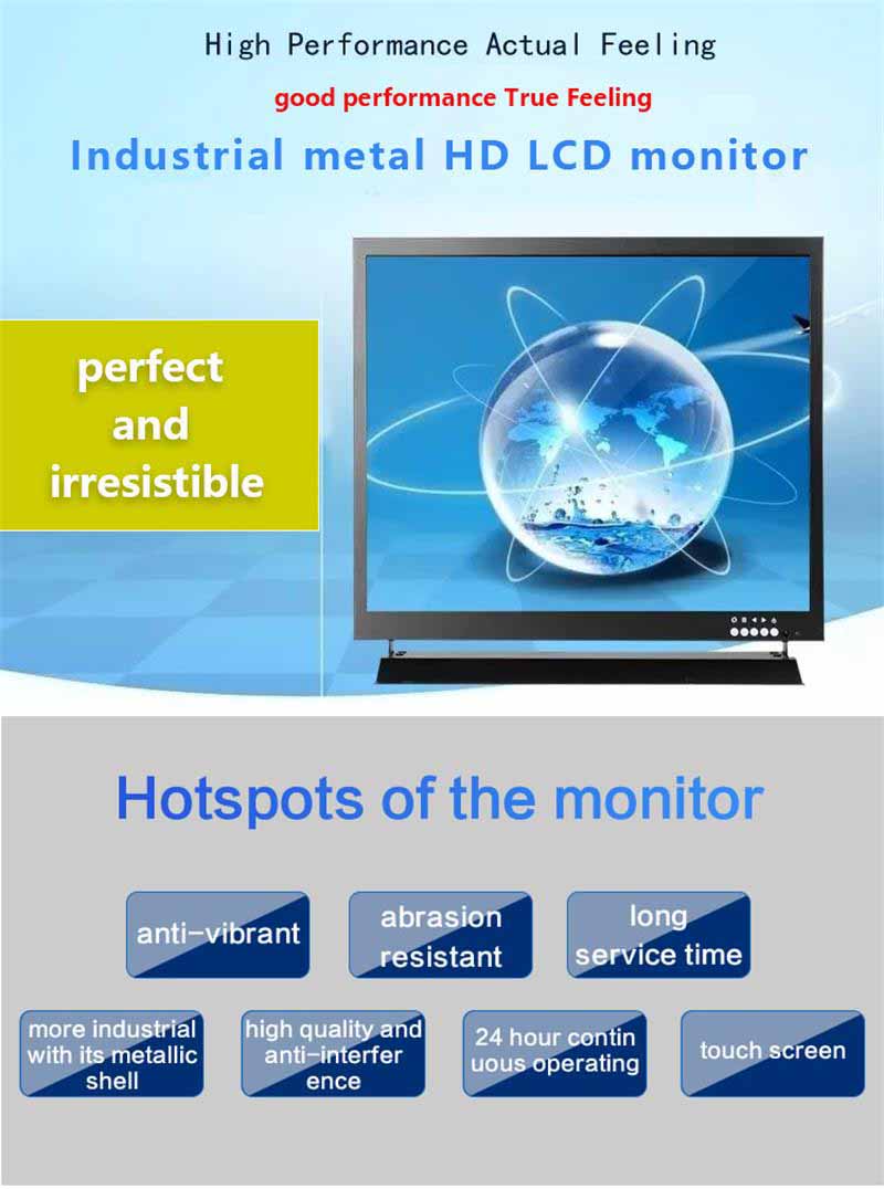 , 19 inch BNC CCTV Surveillance Monitor Industrial Metal Case