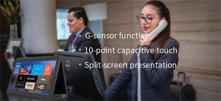 , Dispositivo de retroalimentación con pantalla táctil dual Restaurante del hotel del banco 10 tableta de Android de escritorio de la pulgada