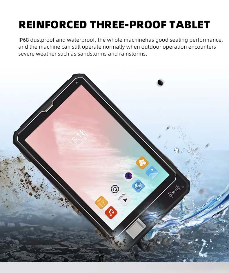 , Tableta Android 4G a prueba de agua IP67 10 Tableta resistente industrial NFC de pulgadas