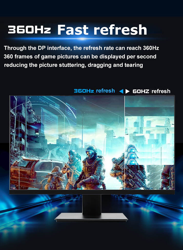 , PC de escritorio Gamer 360Hz 27 pulgadas Fast IPS Gaming Monitor 360Hz Pantalla de computadora 0.5ms GTG