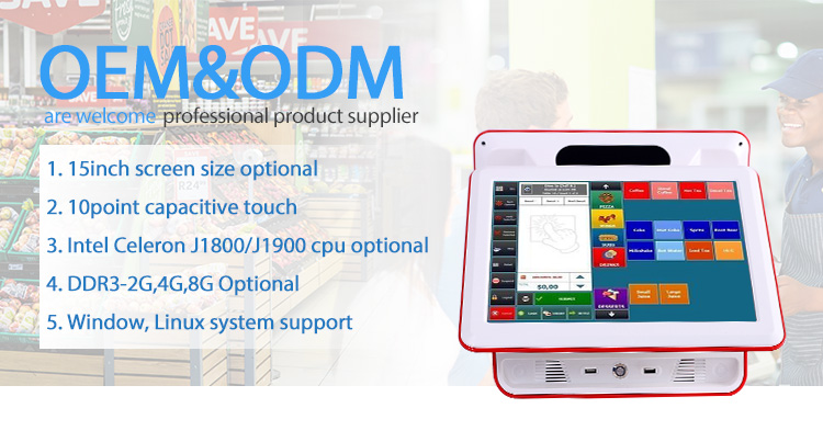 , Dual Screen 15 inch POS System AIO PC Touch Screen With Cash Register