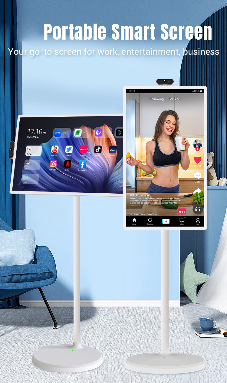 , Mobile Stand By Me Portable Smart Screen 24&#8243; 32&#8243; In Cell Touch Screen Android 13 Display TV